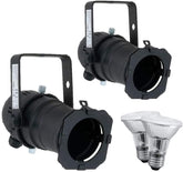 2x Showtec Parcan 20 Long Black Spot Light inc E27 Bulb Kitchen Retro Theatre